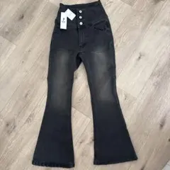 WEGO ハイウエストストレッチフレアデニムパンツ