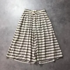 WQ465●SUNVALLEY：コットンリネンボーダーワイドパンツ ●Ｍ●