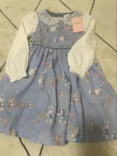 キャラクター柄ブルーワンピース 110センチ