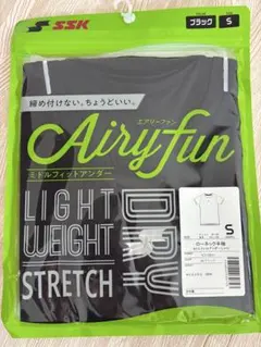 SSK Airyfun ローネック半袖アンダーシャツ ブラック Sのサムネイル
