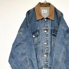 デニムジャケット コーデュロイ襟 RED HOT BLUE 青 ブルー y2k