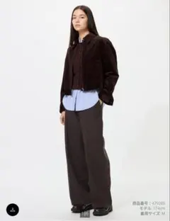 美品　ブラッシュドジャージーワイドパンツ　丈長め ダークブラウン