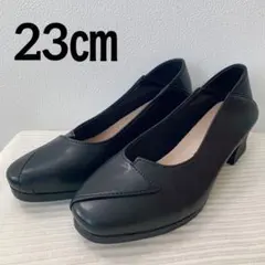✨美品 ブラック 23㎝ パンプス 冠婚葬祭 シンプル ヒール4㎝ 黒 靴