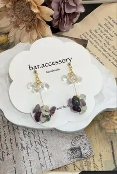 フローライトの華奢ピアス イヤリング