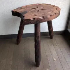 天然木 ハンドメイド 三本脚 スツール 花台のサムネイル
