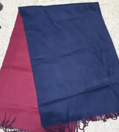 カシミヤ100％ マフラー リバーシブル ネイビー ボルドー
