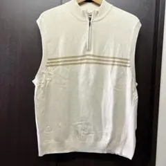 adidasクリーム色 ニットベスト ジッパー付き