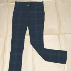 可愛いチェック柄スリムカジュアルパンツ