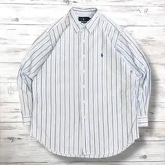 ラルフローレン 長袖シャツ 刺繍ロゴ ストライプ 1995