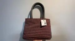 【新品未使用】ocomoco 手縫製　ウールチェック柄ハンドバッグ（高島屋購入）