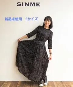 SINME ドットロングワンピース Sサイズ ブラック×オフホワイト - メルカリ