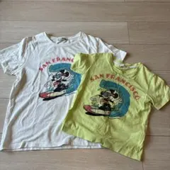 BEAMS ミッキー Tシャツ ペア　110cm、レディースM 親子コーデ
