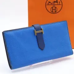 【極美品】HERMES ベアンスフレ　エレクトリックブルー　長財布　エプソン 極美品】HERMES ベアンスフレ 長財布 ヴォーエプソン ブルー系 - メルカリ