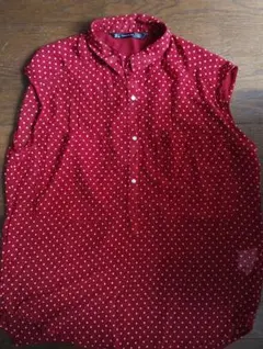 ZARA TRAFALUC ザラ ドット柄 半袖シャツ レッド Lサイズのサムネイル