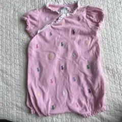 ピンク色刺繍ロンパース　ラルフローレン