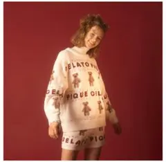 【HOLIDAY】アグリーベアジャガードプルオーバー　ジェラートピケ