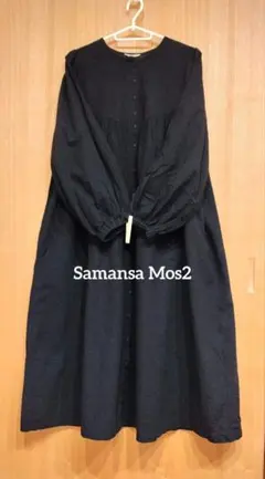 ❁Samansa Mos2❁フラワー柄総刺繍ワンピース　ブラック