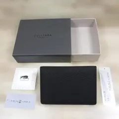 フジタカ 定価18700円 黒高級カーフレザー カードケース 名刺入れ 定期入れ