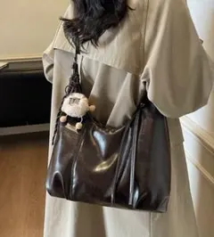 レザー　ショルダーバッグ　ブラウン　皮　レディース　バッグ　コーヒー　shein
