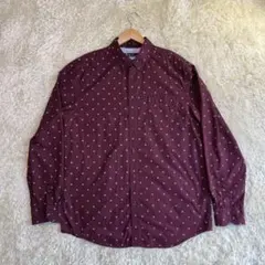 ベンシャーマン★エンジ　XL◎総柄長袖シャツ★のサムネイル
