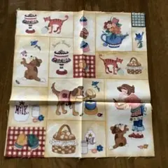 猫と犬のプリント生地 アメリカ製