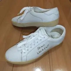 SAINT LAURENT ホワイト レザー スニーカー 42