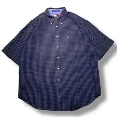 F167【即購入OK】TOMMY HILFIGER　ボタンダウン半袖シャツXL紺