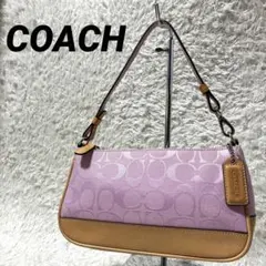 美品】COACH アクセサリーポーチ シグネチャー キャンバス ピンク