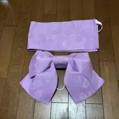作り帯 (浴衣用) 藤色 桜柄