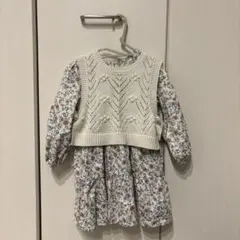 petit main 花柄レイヤードワンピース