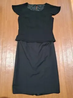 Alama　フォーマル　スカートスーツ　半袖　黒　M/9号