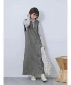 【値下げ】ウールライクチェックジャンスカ サマンサモスモスブルー