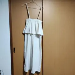 アイボリー フレアシルエット ロングパンツ