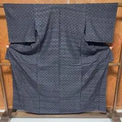 単衣 小紋 幾何学文様 バチ衿 背伏せ付き 混紡 k603