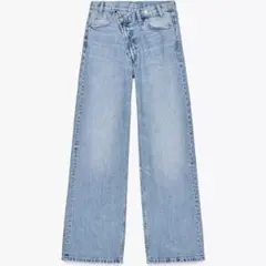 ZARA TRF ハイウエストクロスオーバーワイドレッグジーンズ