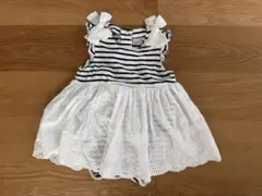 petit main プティマイン　ロンパース　ワンピース　レース　リボン　80