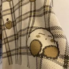 星のカービィ　アイボリー チェック柄 カーディガン