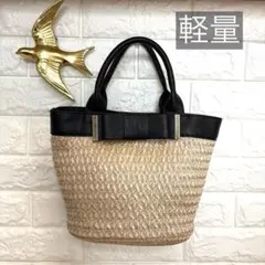 【かごバッグ】トートバッグ　ハンドバッグ　フロントリボン　軽量