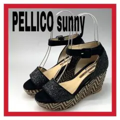 ペリーコサニー ウエッジソール サンダル プラットフォーム ラメ ブラック 36