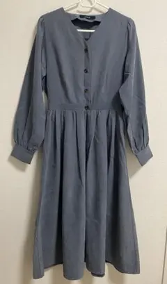 as know as ブルー 長袖 ワンピース