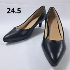 ワケアリ　パンプス ヒール ポインテッドトゥ オフィス　ブラック　24.5cm
