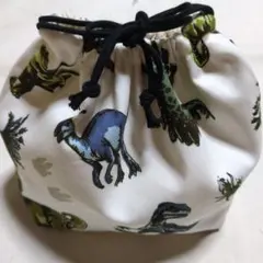 かっこいい恐竜柄(ホワイト)のお弁当袋
