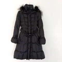 レストローズ] キルティング ロングコート ラクーンファー Aライン 腰 