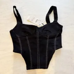 【新品未使用】ZARA デニム ビスチェ ブラック S y2kのサムネイル