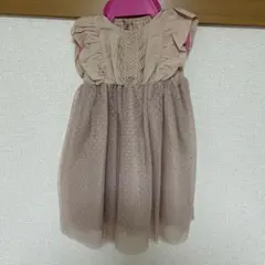 美品 90cm ピンクベージュ チュールドレス セレモニー ワンピース 女の子