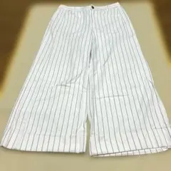 GUホワイトストライプ ワイドパンツ L