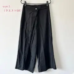 【美品】ブラック フレア ワイドパンツ ガウチョパンツ S (ウエスト68)