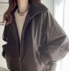 Java フェイクレザー　オーバーサイズ　ジャケット