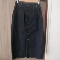 美品GUダークデニム ボタンフロント タイトスカート
