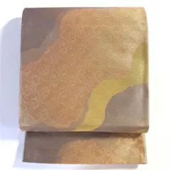【名古屋帯】夏帯　紗　開き仕立て　正絹　黄色系　緑色のぼかし　花柄　薄物　盛夏 名古屋帯】夏帯 紗 開き仕立て 正絹 黄色系 緑色のぼかし 花柄 薄物